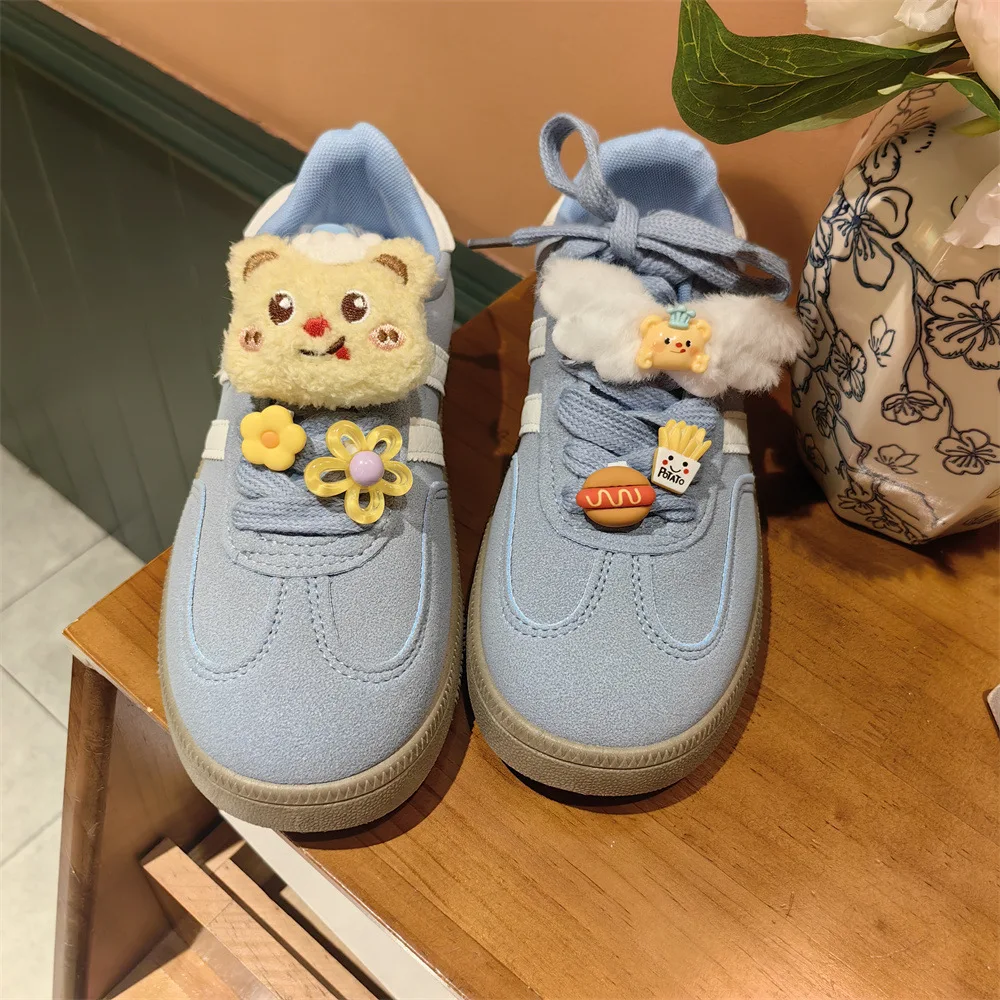 Shoe Charms Plush Bear Wing Buckle for German Style Sneakers Fall Winter Butter Yellow Sweet Cute Lightweight Durable Portable