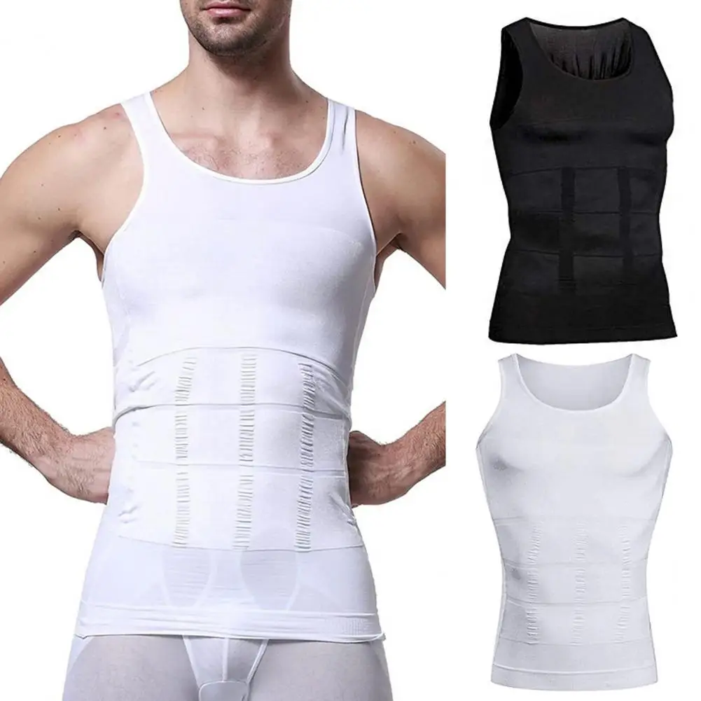 Men Shapewear Vest Men's Compression Slimming Tank Top for Tummy Control Sweat Absorption Sleeveless Breathable Gym Vest for Men