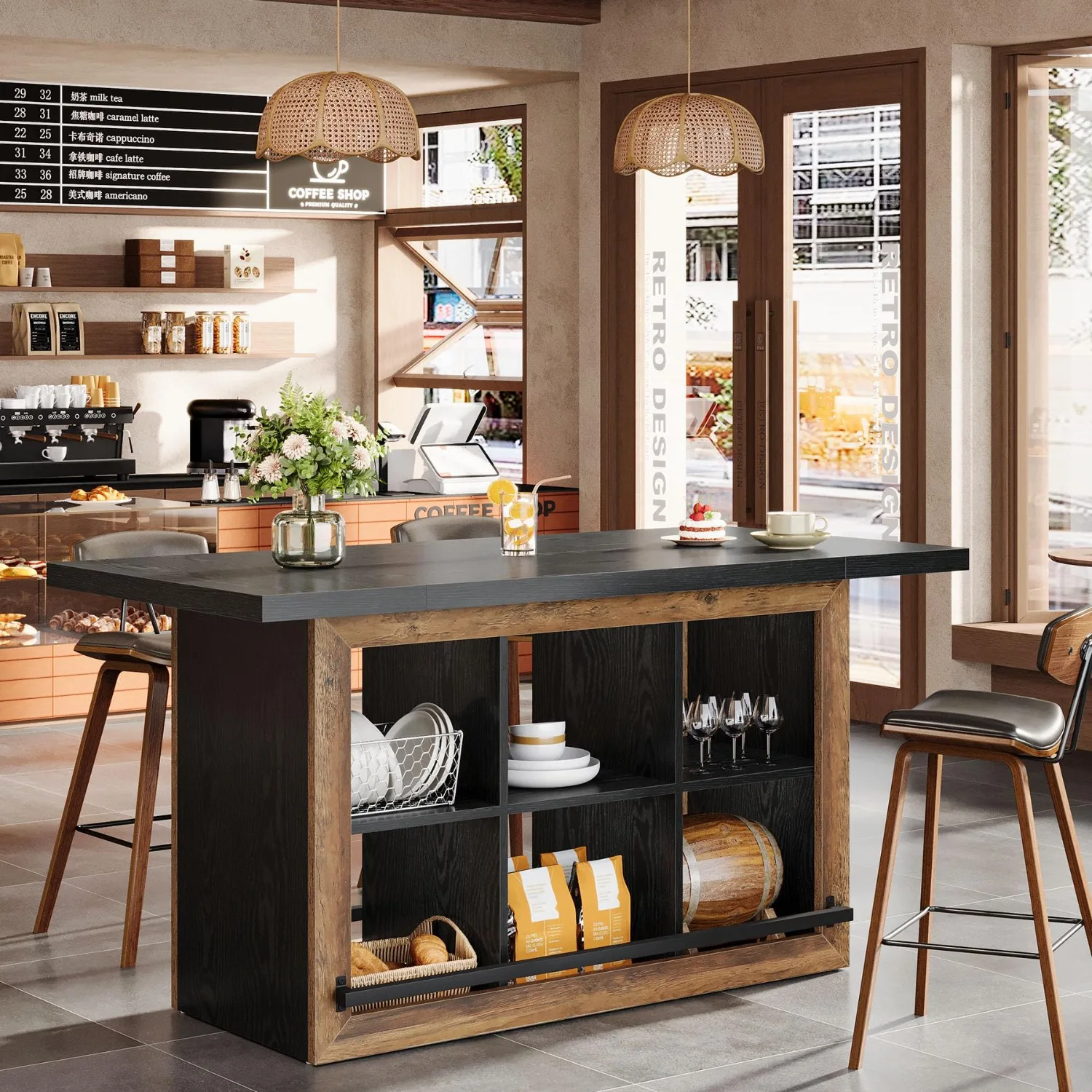 Bar Table with Storage, 62.6