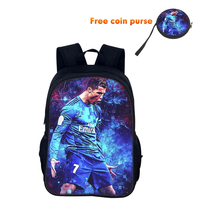 Ronaldo School Backpack Bag Sport School Bag CR Backpack Mochila Football Star Student Back Pack Bag for Boys Girls Best Gift