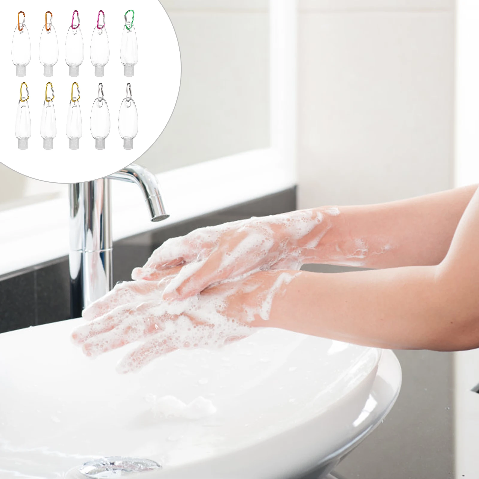 

10pcs Empty Lotion Bottles With Hanging Hook Portable Travel Size Refillable For Hand Toner Cream Liquid Convenient Use Travel