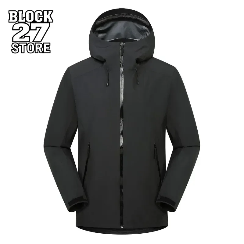 Harajuku Embroidery Logo Rain Jacket Outdoor Sports Ski Camping Waterproof Windproof Three Layer Mountain Climbing Unisex Coat