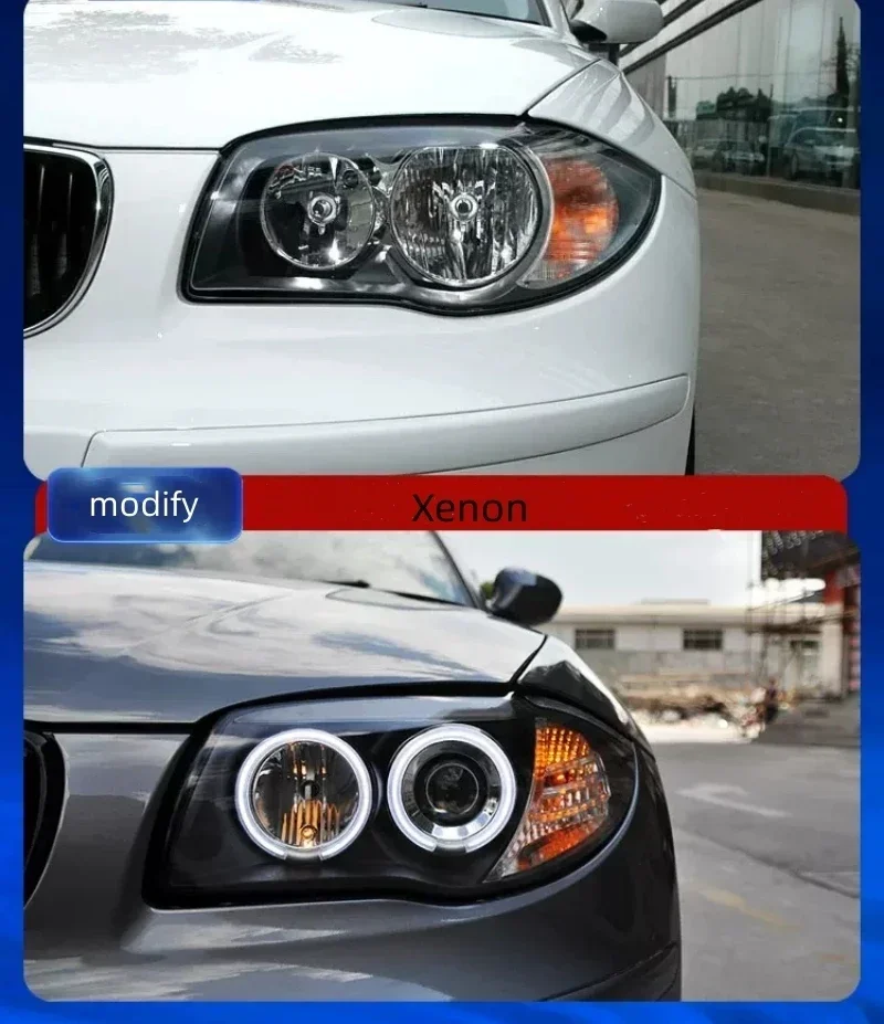 forLED Headlight Xenon Headlamp Assembly for BMW 1 Series E87 2004-11 Angel Eyes Turn Signal Daytime Running Light