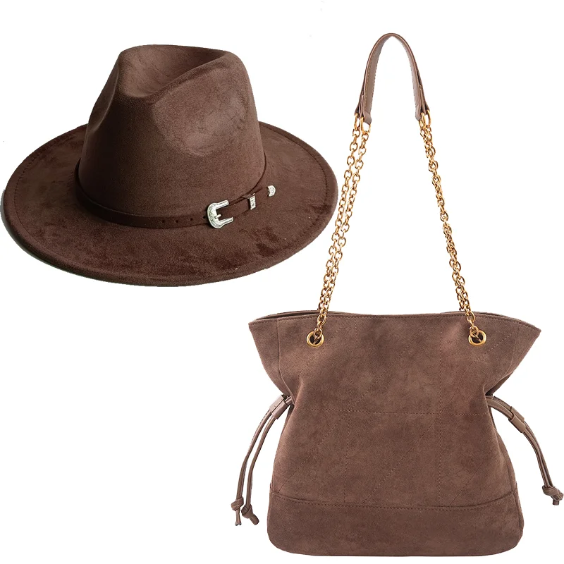 Lucky bag set including bag and hat 2025 early autumn collection large capacity versatile drawstring shoulder bag