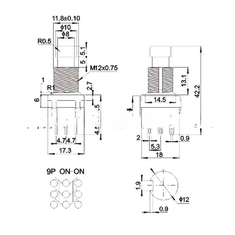 Guitar Effects 3PDT Locking Footswitch - 5-Pack ON ON Switch for DIY Pedal Assembly and True Bypass Implementation
