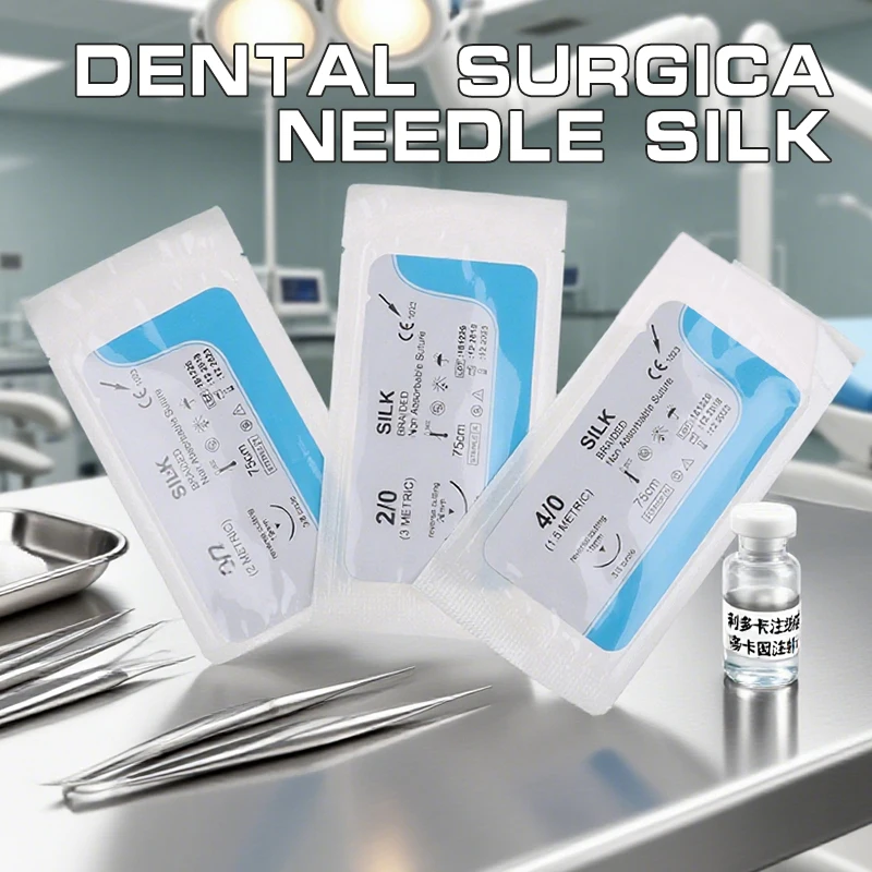 12PC Dental Sutures Veterinary Practice Suture Kit with Thread Surgical Simulation Material Surgeon Suture Needle Stitches