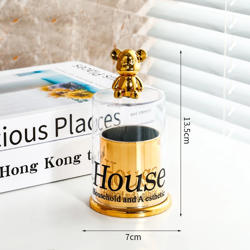 Creative Bear Toothpick Box Cotton Swab Storage Box Toothpick Holder Container Toothpick Dispenser Kitchen Storage Gadgets