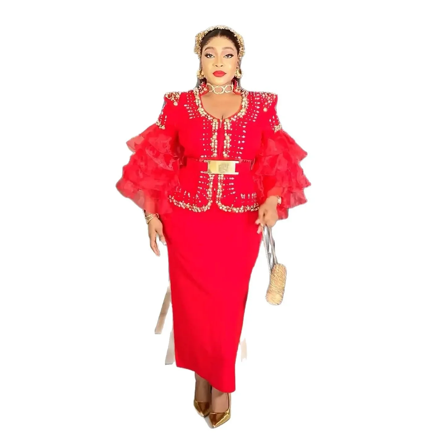 

African Dresses for Women 2025 New Fashion Diamonds Bodycon Evening Party Long Dress Dashiki Ankara Outfits Robe African Clothes