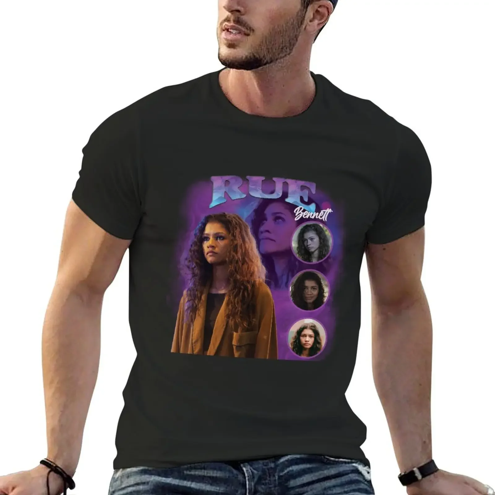 Zendaya Euphoria Rue Vintage T-Shirt korean fashion vintage t shirts new edition mens clothes