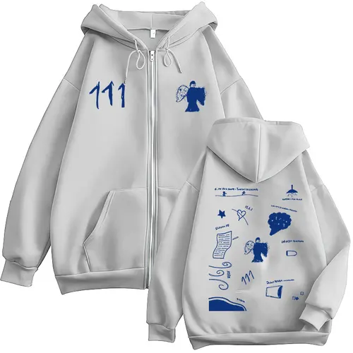 Imagen 2 del producto Rapero Milo J 111 álbum Tour cremallera sudaderas con capucha hombres mujeres con cremallera sudaderas de manga larga moda Hip Hop jerseys de gran tamaño abrigos