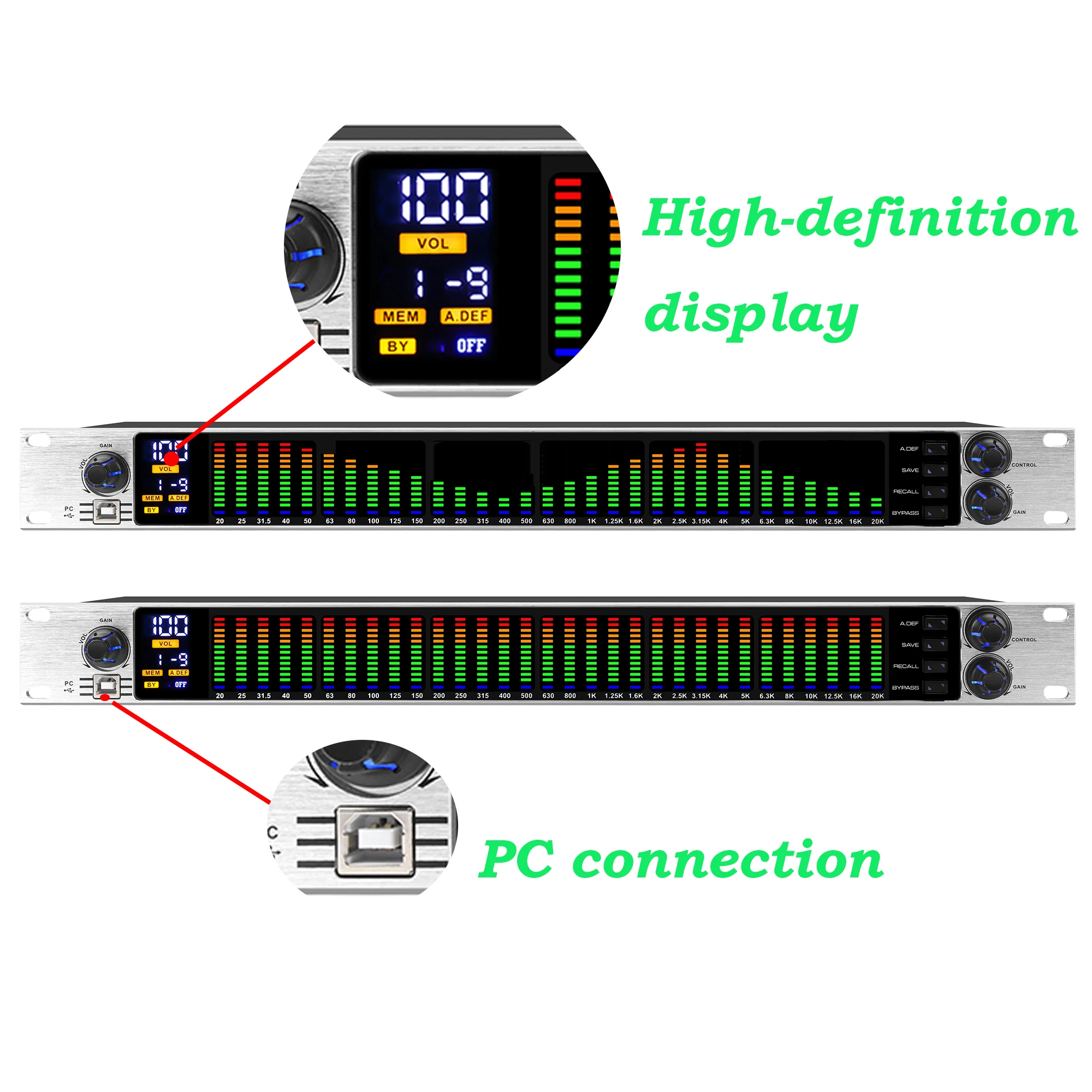 New Equalizer 31 Bands Digital Equaliser DSP Effect Profesional Equalizador LED Spectrum Display Speaker Noise Reduction Audio