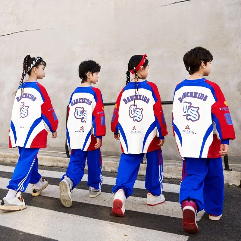 Performance-Kleidung für Kinder, Hip-Hop-Street-Dance-Trendkleidung, lockeres explosives Straßenset für Jungen, Grundschulsport