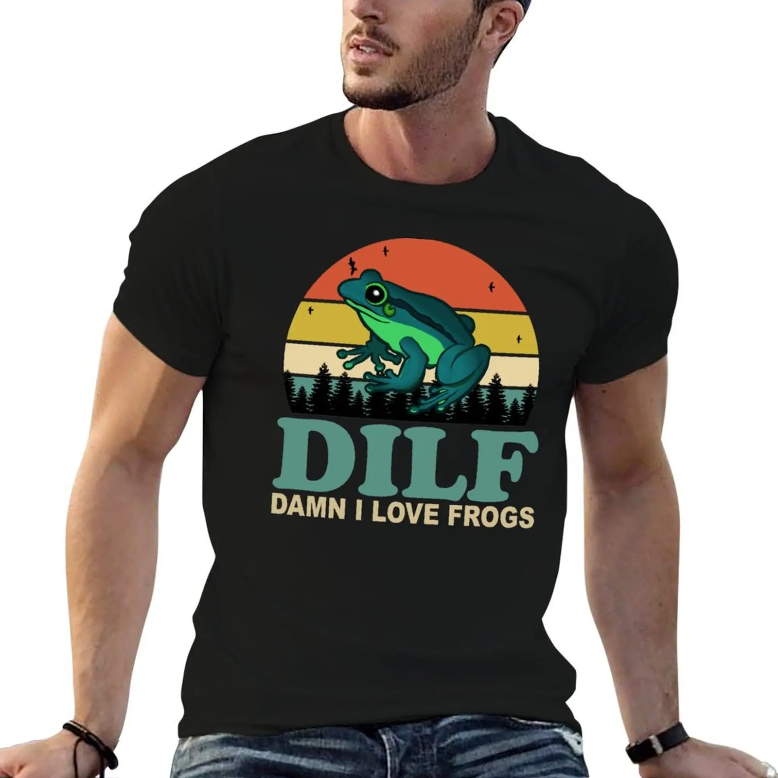 DILF Damn I Love Frogs T-Shirt summer top plus size tops boys animal print mens graphic t-shirts pack