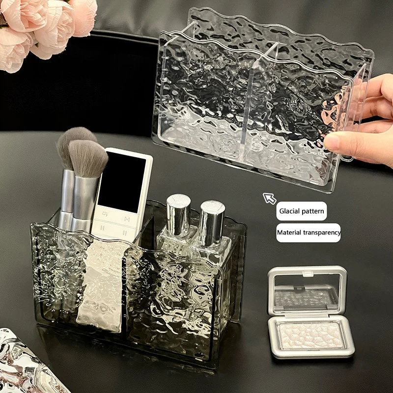 1Pcs Acrylic Cosmetic Storage Box Makeup Brush Holder Organizer Lipstick Eyebrow Pencil Bathroom Storage Display Stand Diamond