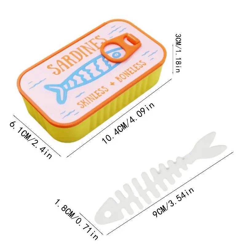 1 Stück Sardinen-Print Mini-Aufbewahrungsbox aus Blech, tragbarer Organizer für Schmuck, Ohrhörer, Pillen, Münzen, geeignet für Reisen, Handtasche, Schreibtisch – Detail 2