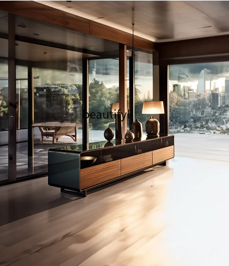 

TV cabinet Italian minimalist living room simple wood grain color matching video cabinet lockerG4567