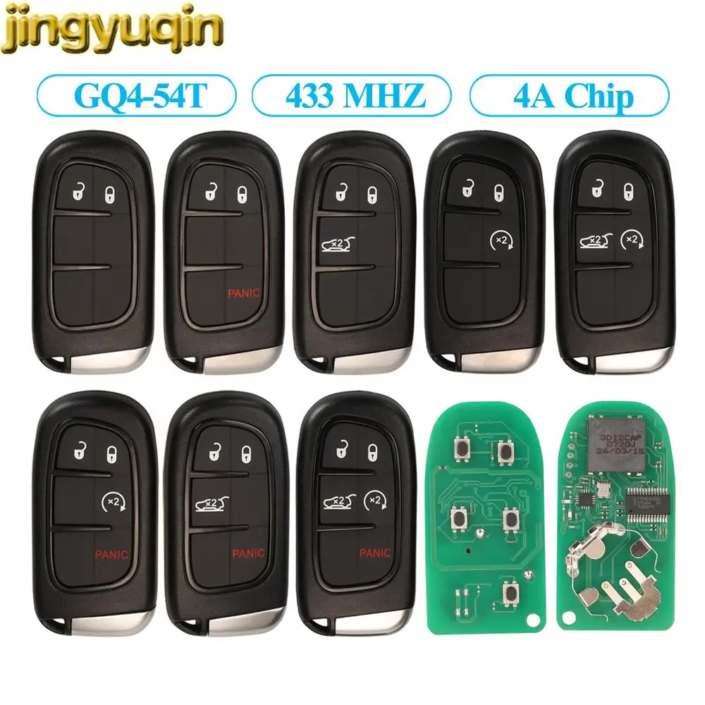 

Jingyuqin 433MHZ Hitag-AES 4A PCF7938X Chip Remote Smart Car Key For Jeep Cherokee 2013-2020 GQ4-54T 68141580 AB AC AF AG