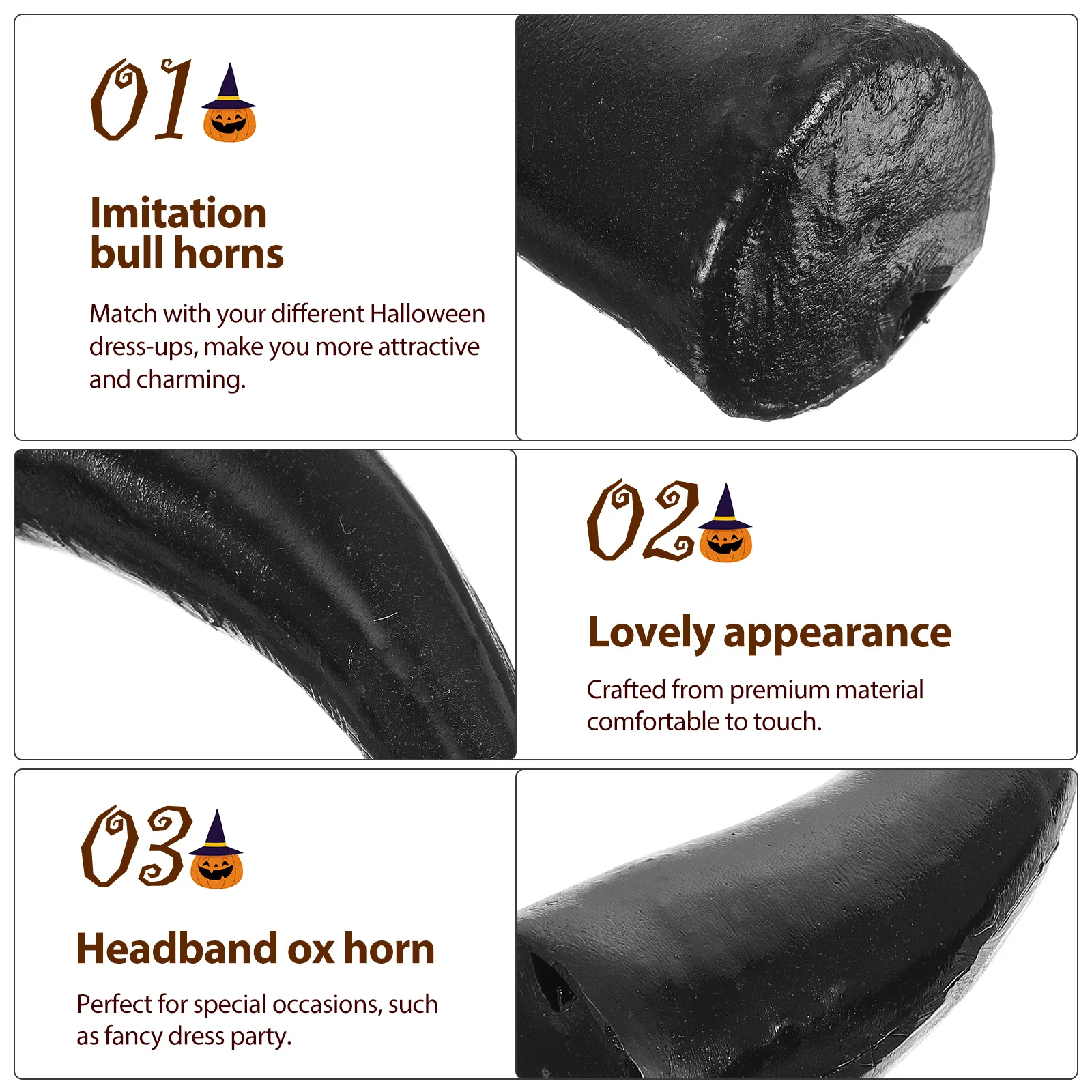 1 زوج الثور القرن الثور قرون تقليد هالوين عقال DIY زي إكسسوارات الشعر للحزب قرون الثور عقال الثيران القرن