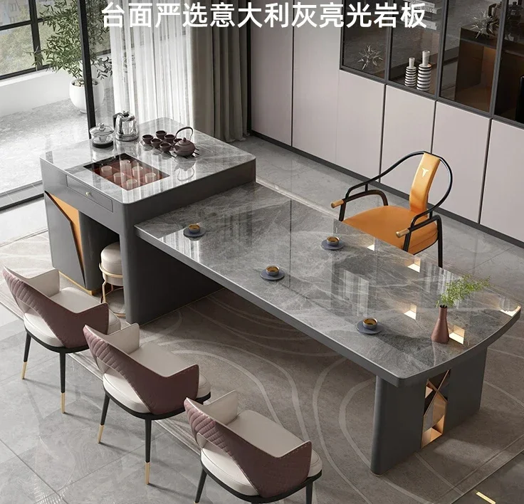 

Чайный светильник из каменной плиты, роскошный современный многофункциональный офисный стол для приема, эластичный островный стол, домашний чайный столик