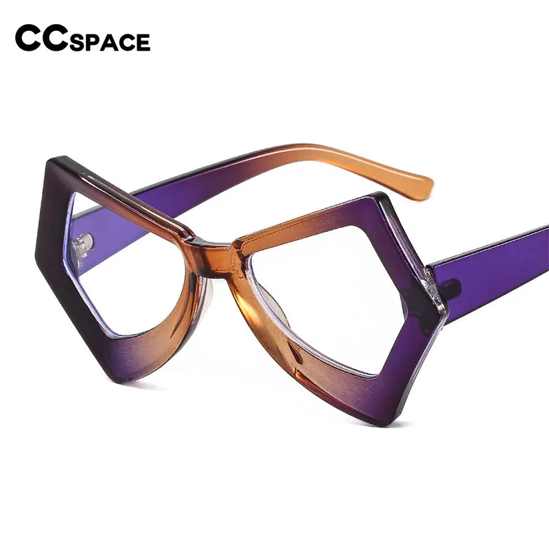 54620 Retro Polygon Anti-Blue Light Glasses Frame Cat Eye Exaggerated Men Women Large Frame Eye Protection Decorative Glasses