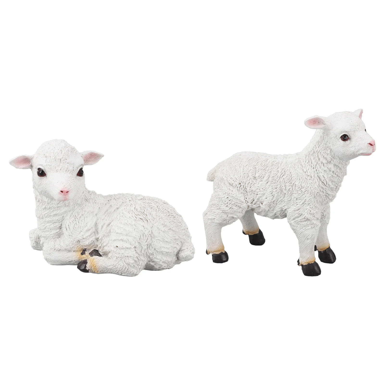 Sheep Statue Resin Lifelike Lamb Shape Figurine Garden Sculpture Ornament for Home Indoor Outdoor Decoration