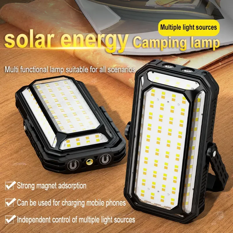 Solar Charging Multi-function Work Light Floodlight Glare Flashlight Built-in Battery Car Repair Emergency Lamps