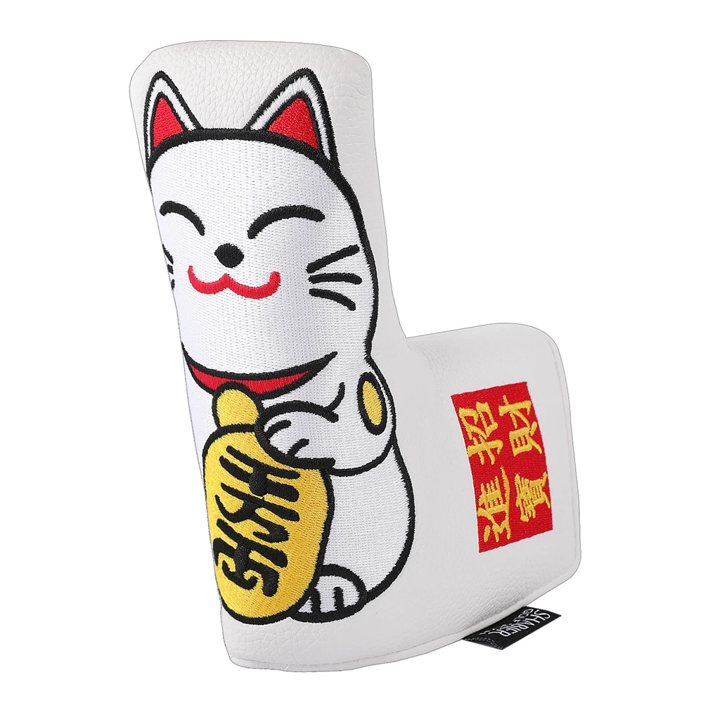 Japan Cat Full Embroidery Strong Magnetic Closure Golf Blade Putter Head Cover