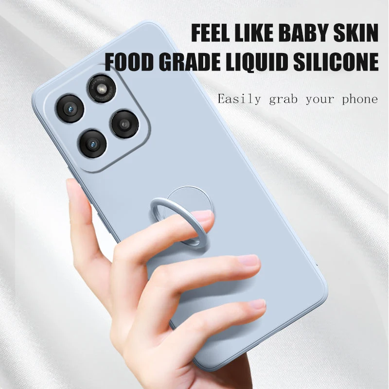 Motorola Edge 60 Fusion、Ring Holder、Edge 60s、50Neo、50Fusion、50Pro対応 ソフト液体シリコンケース 携帯電話シェル カバー 保護ケース