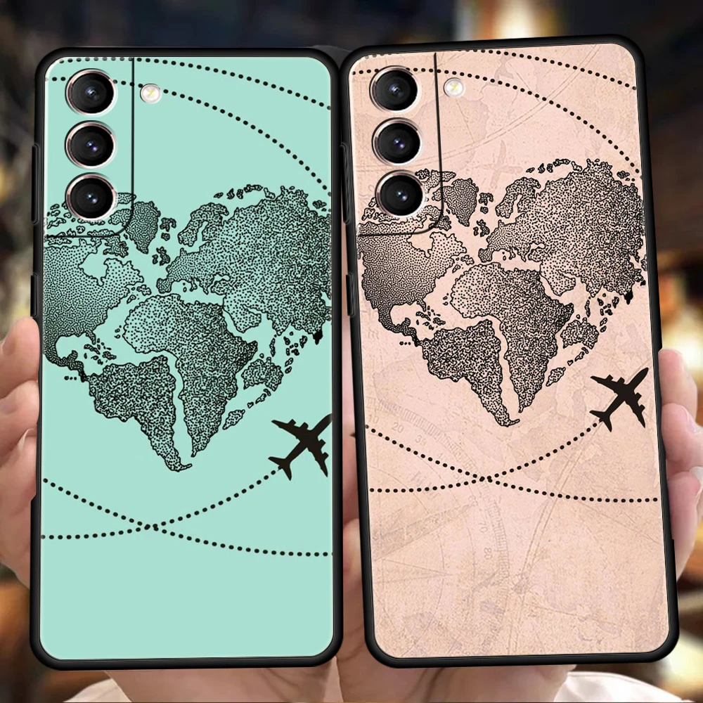 Travel-Inspired Airplane Route Phone Case for Samsung Galaxy S26 S25 S24 S23 S22 S20 Ultra S25Edge S25 S24 S23 S21 FE Plus Cover