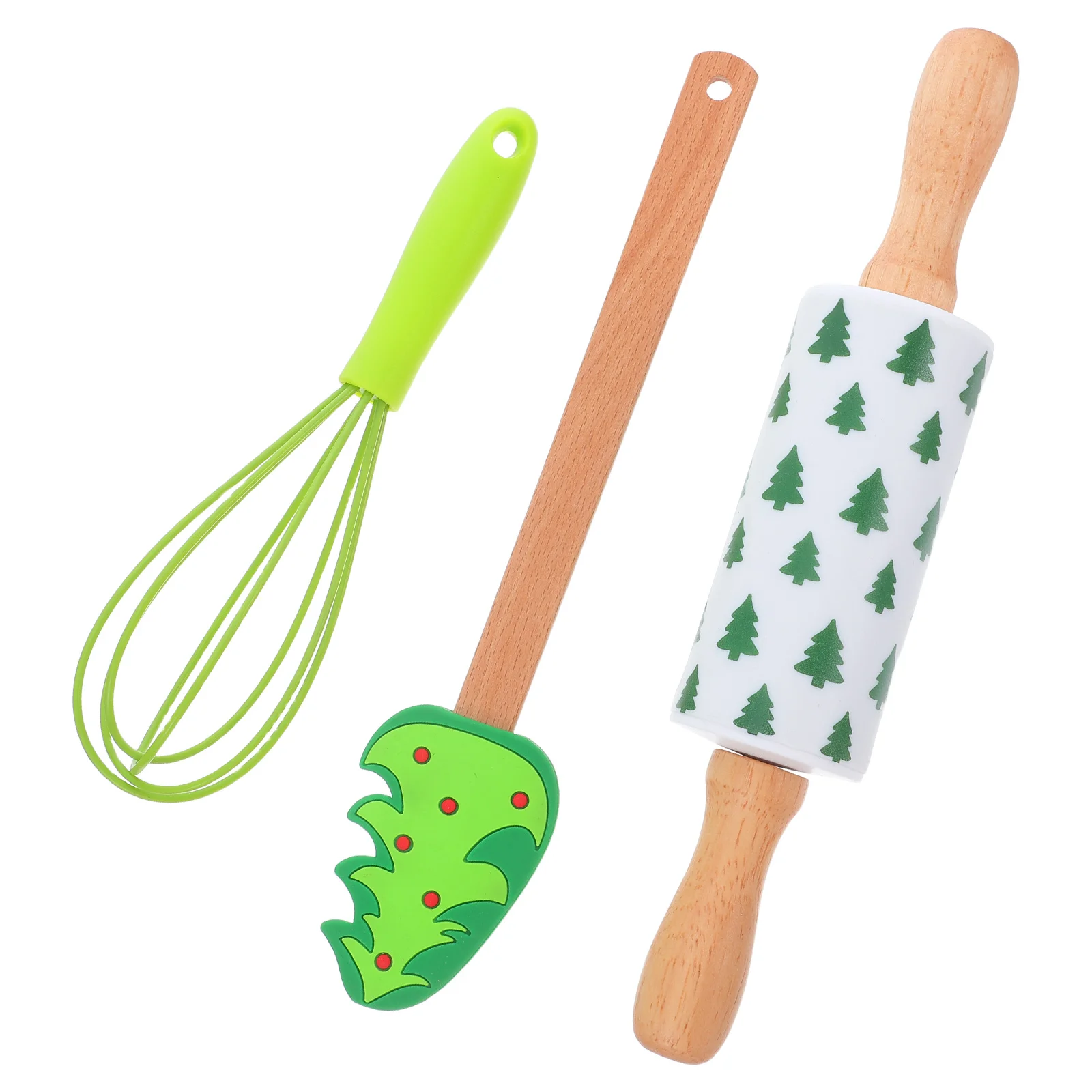 

3Pcs Silicone Christmas Baking Tool Set Mini Rolling Pin Holiday Bakeware Supplies for Cookies Pastries