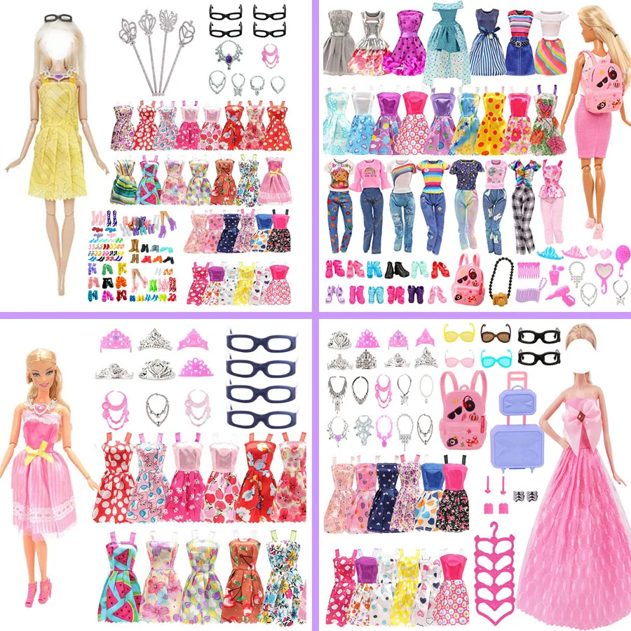 32/36/41/66 Piece Set Suitable For 30cm Doll Clothes Accessories, Random Clothes, Shoes, Necklaces, Glasses, Bags, Set