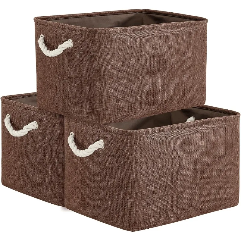 

Organization and Storage Basket for Shelves - 3 Pack 16x12x12 inch Fabric Storage Cubes, Cube Storage Bin for Organizing Closet