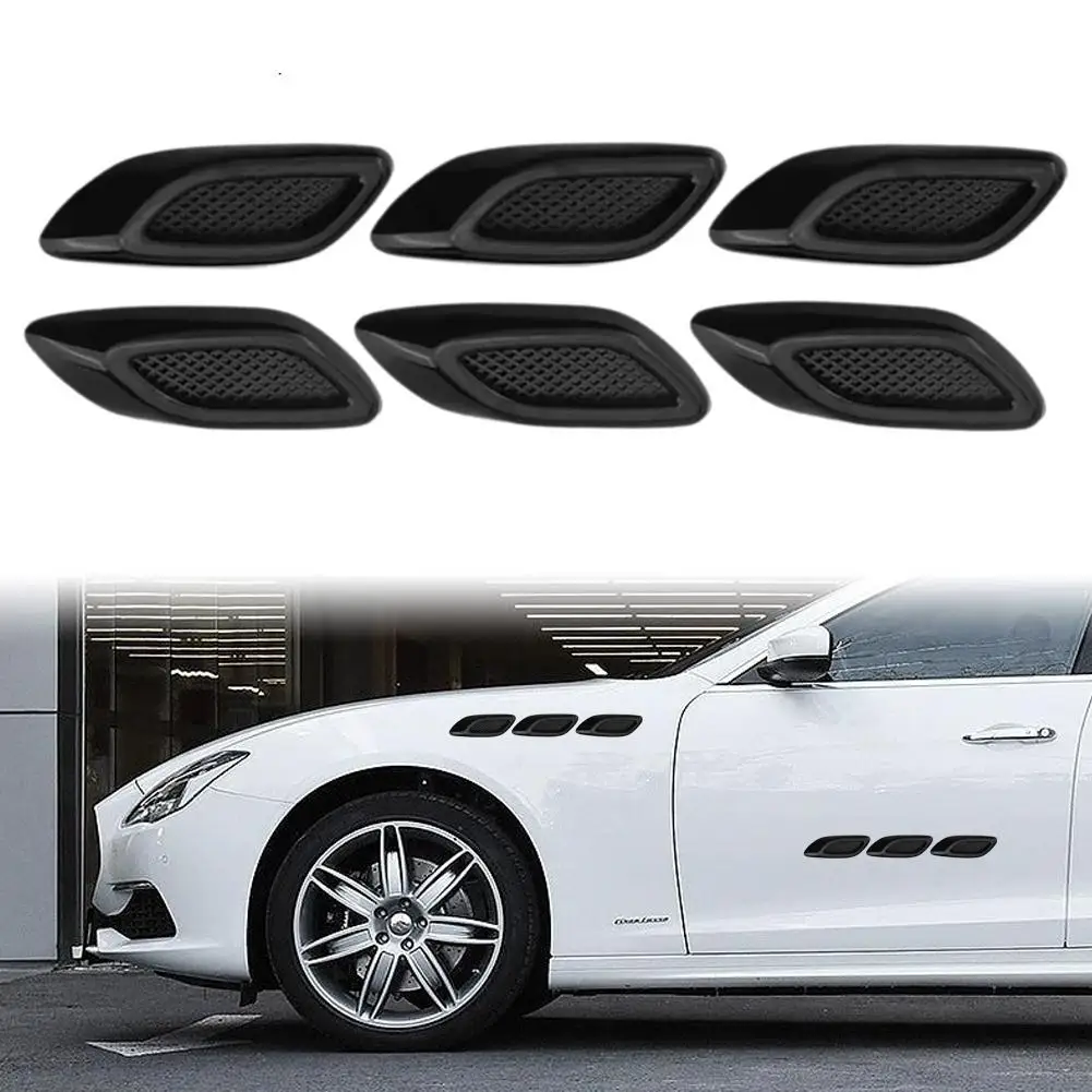 

6 шт., декоративный бампер для отделки автомобиля, наклейка на боковое вентиляционное отверстие из углеродного волокна, аксессуары для вентиляционных отверстий на капот грузовика