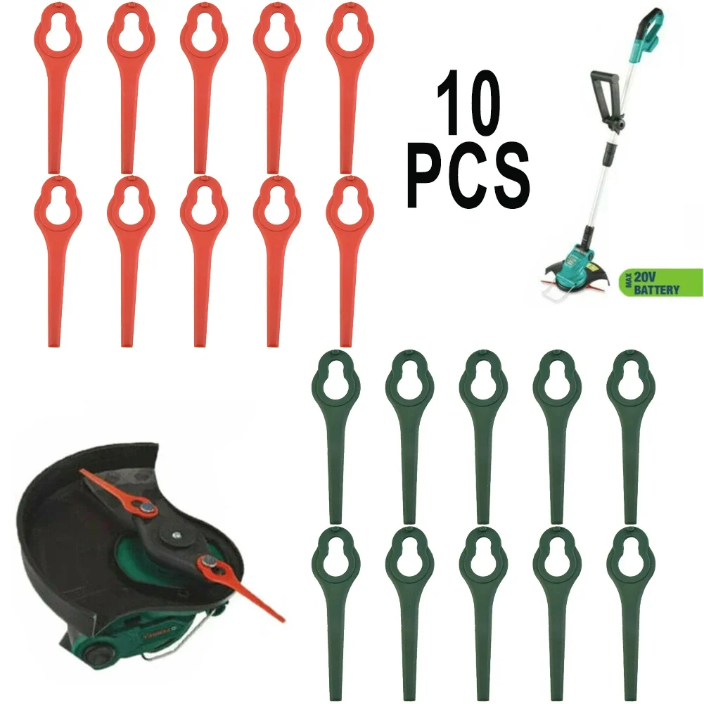 Lawn Mower Blades Plastic For Aldi Ferrex FAR 20-1 20V/40V Cordless Grass String Strimmer 10Pcs 95mm Yard Garden Outdoor Living