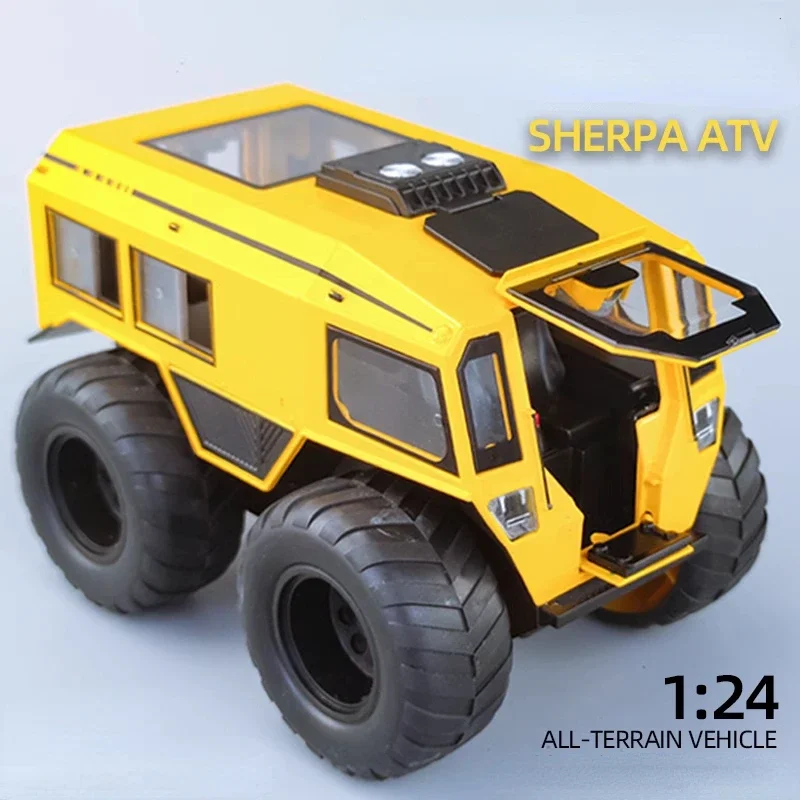 1:24 All-Terrain SHERP ATV Truck Model Diecasts Metal Off-Road Vehicles Car Model Simulation Sound and Light Kids Toy Gift C370