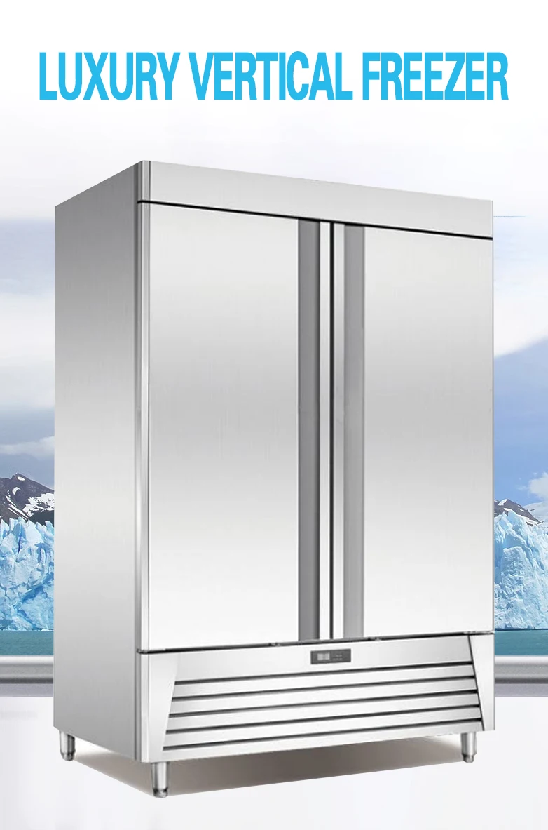 Commercial Upright Freezer Direct Cooling Display Fast  Digital Control 304 Stainless Steel Customizable Dimensions 220V