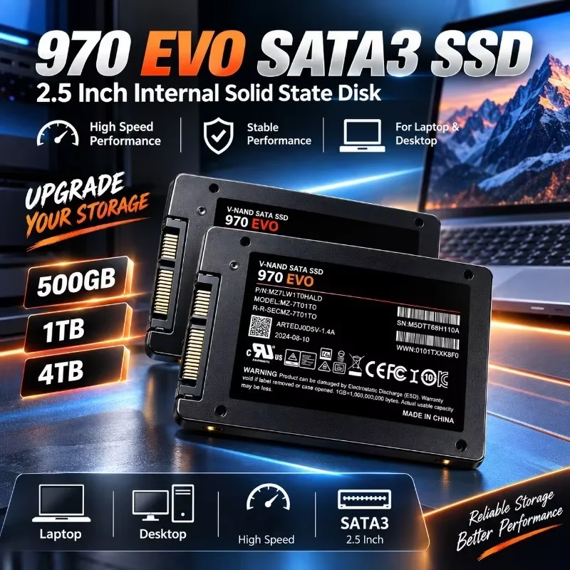 970 EVO Solid State Disk SSD 500GB 1TB 2TB 4TB Internal HDD Hard Drive Sata 3 2.5 Inch For Laptop Microcomputer Desktop