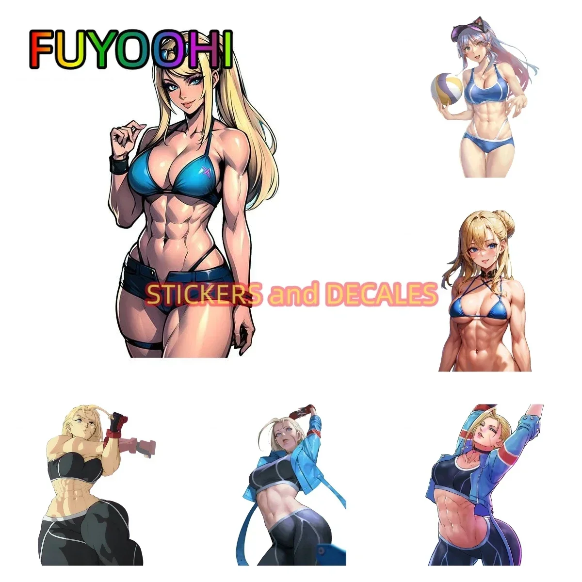 FUYOOHI Play Stickers Samus Aran AI Sexy Fanart Vinyl Car Decals Personality Strong NSFW Decal Waterproof Auto Car Accessories