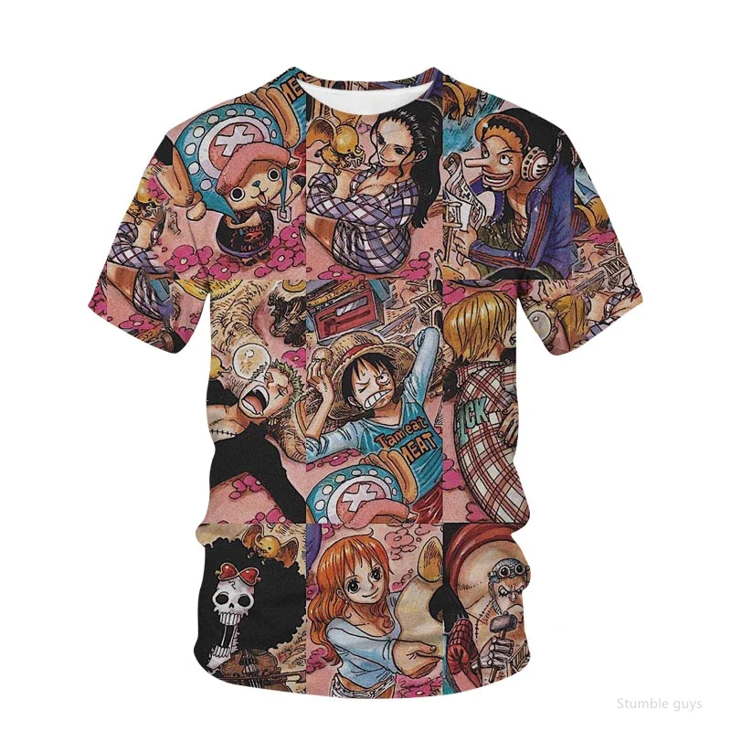 Herren One Piece Anime T-Shirt Usopp Brave Warrior Print Jungenkleidung Mädchen Kurzarm Herren Jersey Lässig Leichtgewichtig