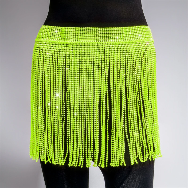 Frauen Rock Quaste Sexy Bauchtanz Kostüme Diamant Gürtel Mode Kunst Nachtclub Bar Leistung Funkelnden Bauchtanz Kostüm – Detail 12