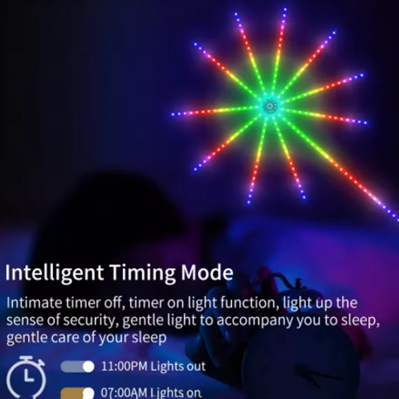 2025 Smart LED Fireworks Light LED Neon String Light Bluetooth Control Music Sync Bedroom Wedding Party Christmas Decor   5.0