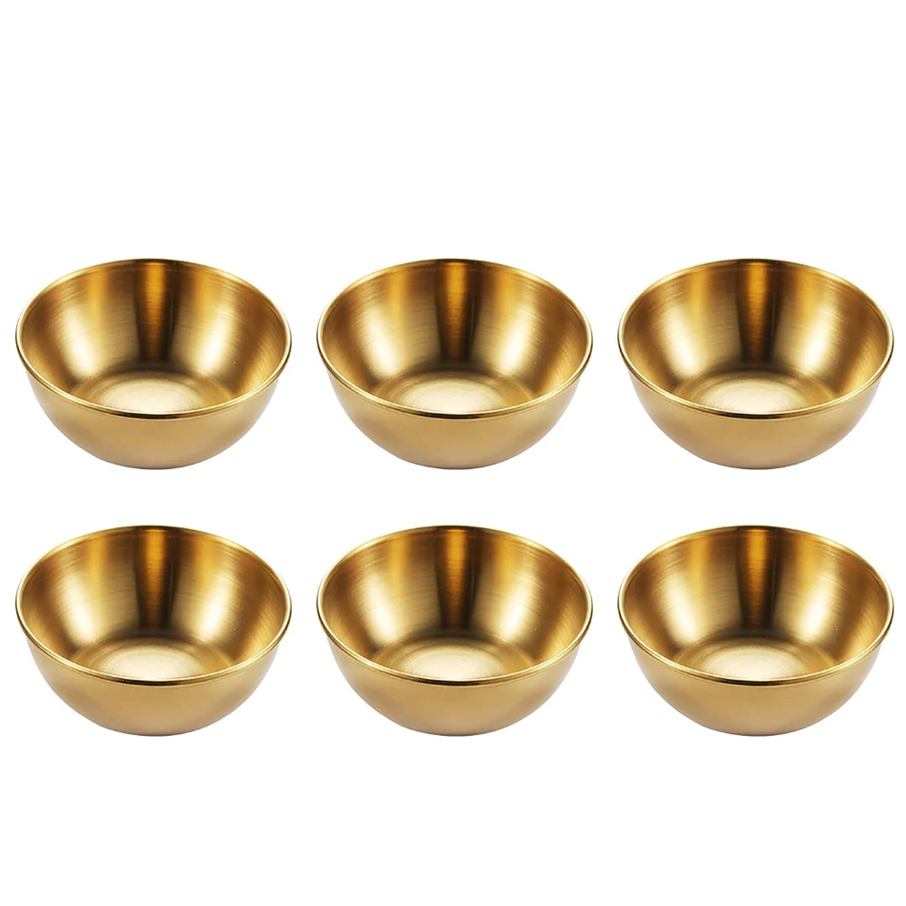 6 Pcs Dish Seasoning Practical Condiment Bowls Fruit Dishes Multipurpose Anti-rust Golden Ketchup