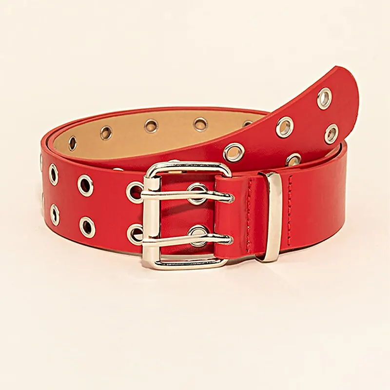 105cm Length 1 Piece Suit Multi Color Double Row Eye Metal Pin Buckle Womens FourSeason Commuter Belt