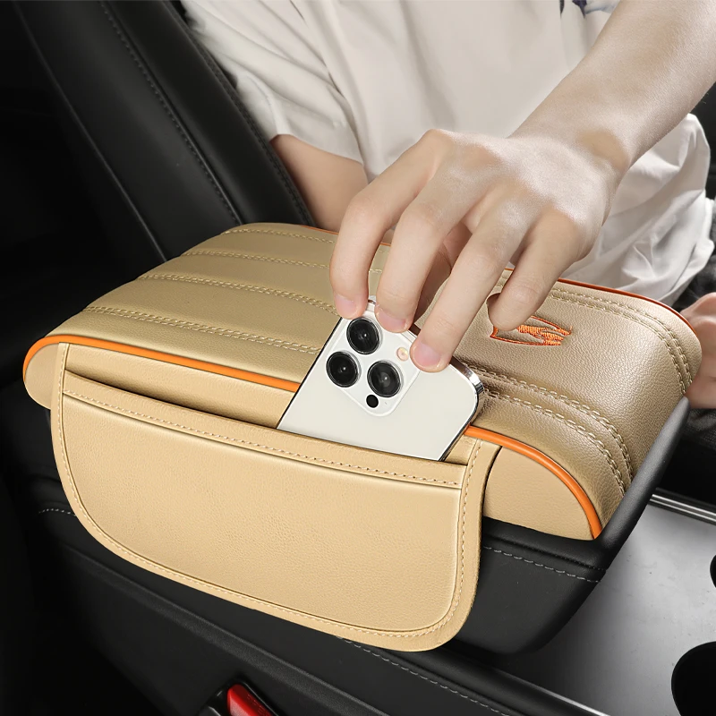 Universal Nappa Leather Armrest Cover, Braço Central Do Carro, Armazenamento Lateral, Espuma De Memória, Tapete De Almofada, Acessórios Do Carro