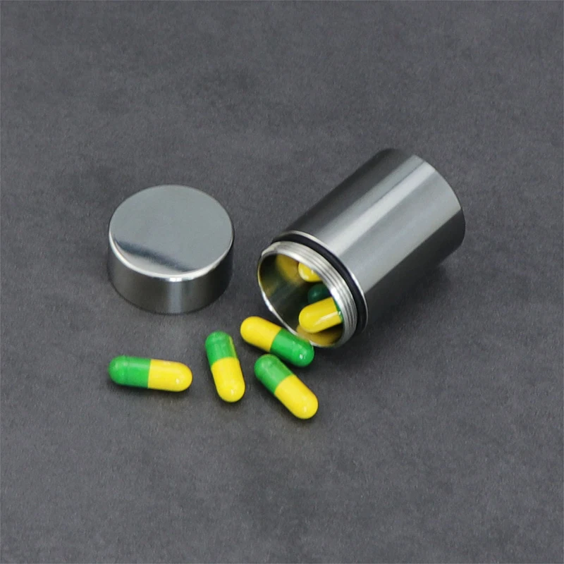 Mini Pill Organizer Box Tea Storage Tank Round Stainless Steel Stash Jar Portable Storage Tins Airtight Herb Containers