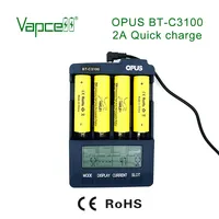 100% original opus BT-C3100 4 slot batterie ladegerät mit 26650, 25500,26700,18650,16340 typ kann test kapazität