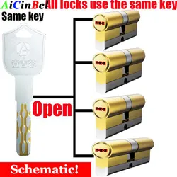 Customize the same key to open all cylinder,European standard high quality Door lock Lock cylinder,Super C Class Lock,5 pcs keys