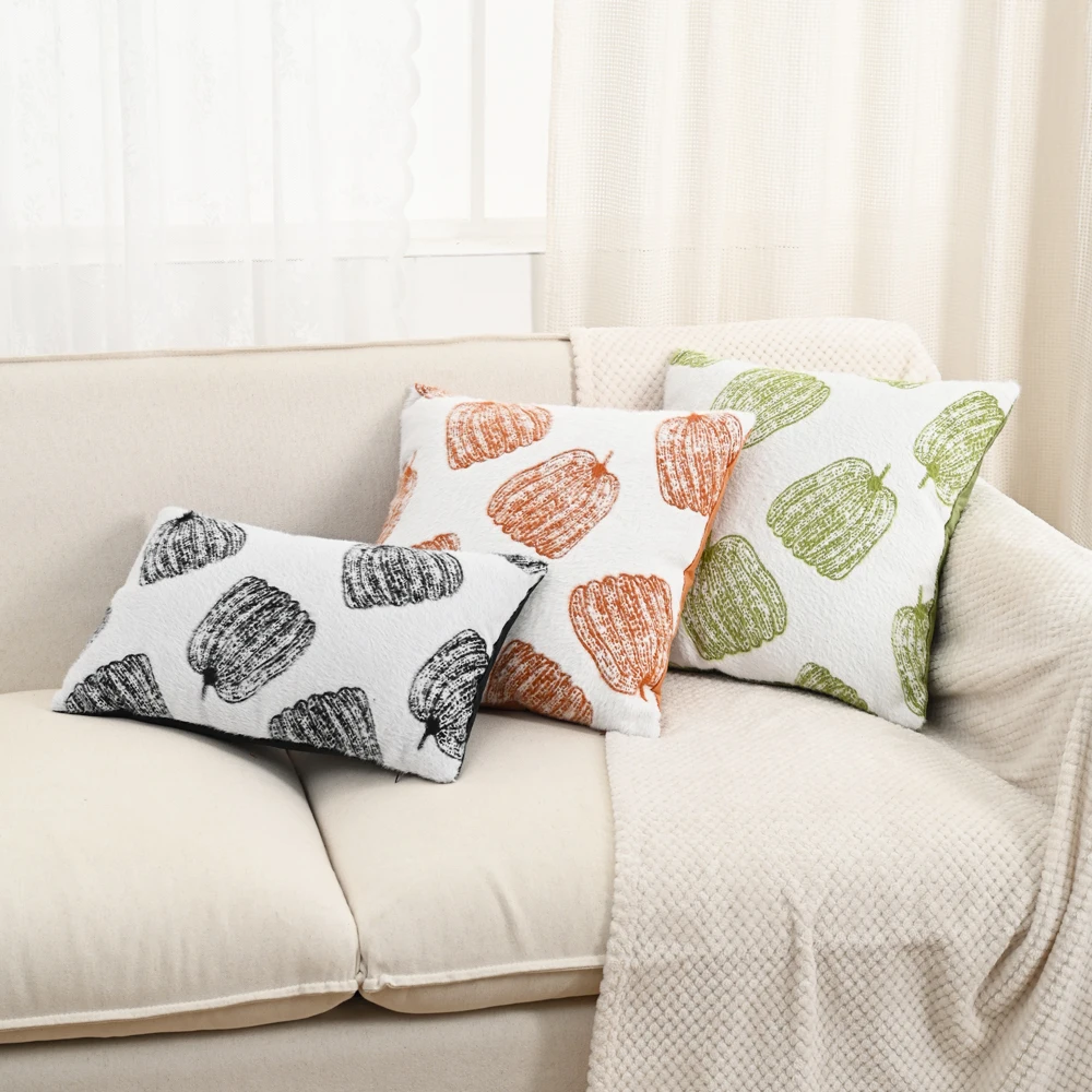 BUYNOW 1PC Halloween pumpkin jacquard plush Cushion Cover Without Filler Country Cottage Pillowcase Sofa Bedroom Home Decor