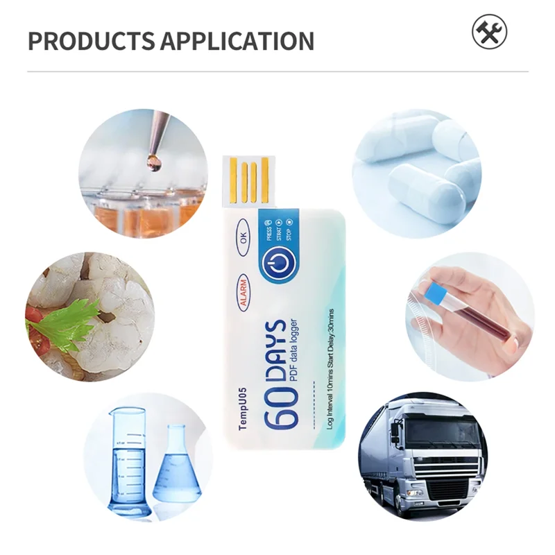 BAAG-Tembo05 1 قطعة مسجل بيانات درجة الحرارة 60 يومًا للاستخدام الفردي محلل درجة الحرارة PDF تقرير USB مسجل درجة الحرارة