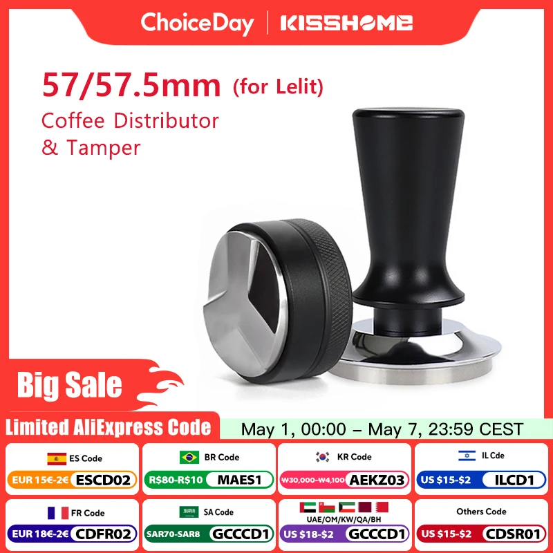 Coffee Tamper 57mm 57.5mm Constant Pressure Elasticity Distributor Tools For Lelit Anna Barista Espresso Machine Accessories